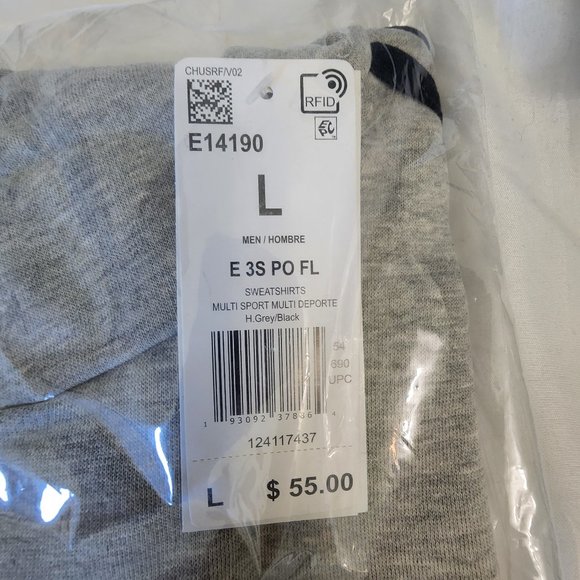 Adidas hoodie sweatshirt, NWT, size Men's large, heather gray - Picture 2 of 3